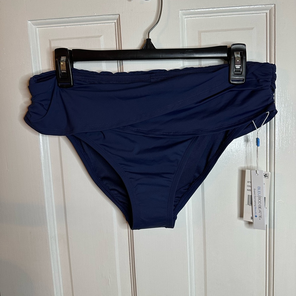 Bleu Rod Beattie Kore Sarong Hipster Bikini Bottom in Midnight Blue Size 10